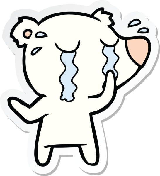 Bir insan tarafından çizilmiş ağlayan kutup ayısının çıkartması.