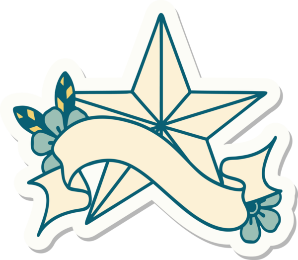 Bir insan tarafından çizilmiş bir yıldızın pankartına sahip dövme stili.