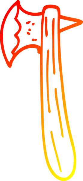 Bir insan tarafından çizilmiş eski bir baltanın sıcak çizgi çizimi