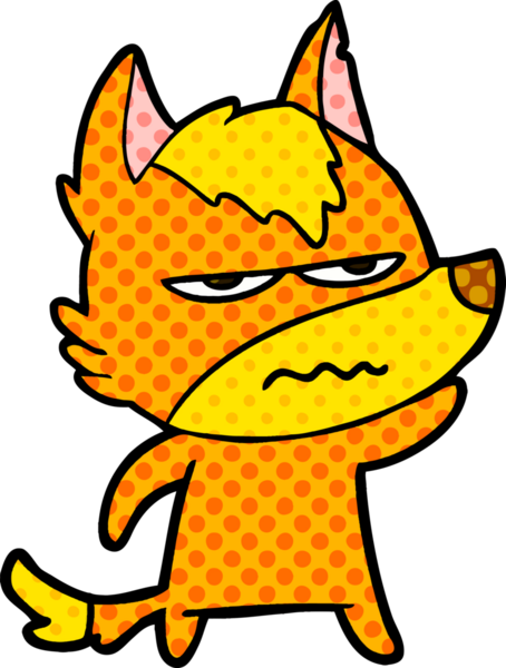 Bir insan tarafından çizilmiş kızgın tilki çizgi film karakteri