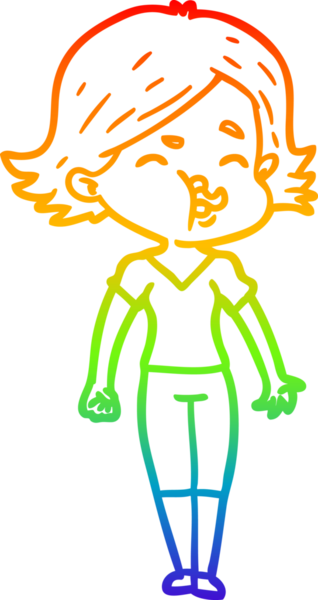 Gökkuşağı gradyan çizgi çizimi Bir insan tarafından çizilen bir kız karikatürü