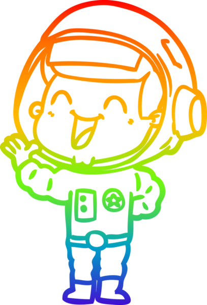 gökkuşağı gradyan çizimi mutlu bir çizgi astronot çizimi bir insan tarafından çizildi