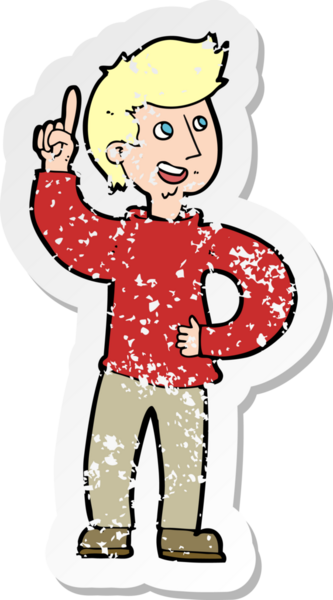 İnsan tarafından çizilmiş bir fikri olan karikatürcü bir adamın gerilimli çıkartması.