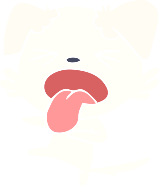 Düz renkli çizgi film. Bir insan tarafından çizilmiş iğrenç bir köpek.