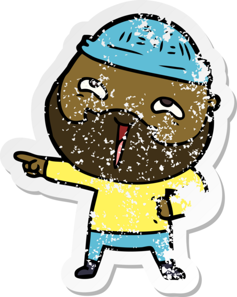 Bir insan tarafından çizilmiş mutlu sakallı bir adamın sıkıntılı çıkartması.