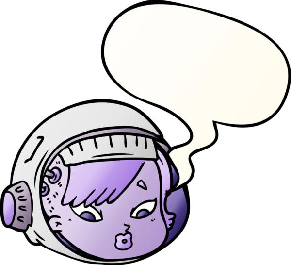 bir insan tarafından çizilmiş düzgün eğimli konuşma baloncuklu astronot yüzü