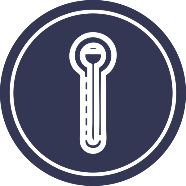 Bir insan tarafından çizilmiş cam termometre dairesel simgesi