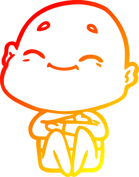 Bir insan tarafından çizilmiş mutlu, kel bir adamın sıcak çizgi çizimi.