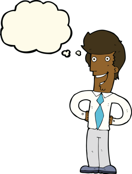 Bir insan tarafından çizilmiş düşünce balonlu mutlu adam çizgi filmi.