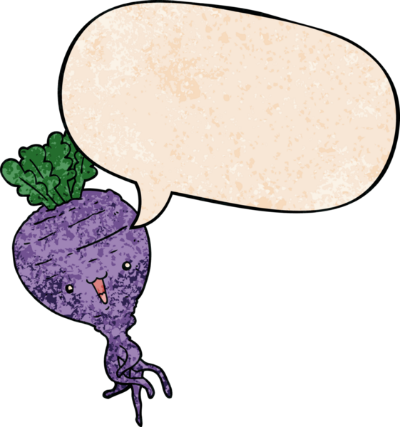 bir insan tarafından çizilmiş eski moda konuşma baloncuklu karikatür şalgamı.