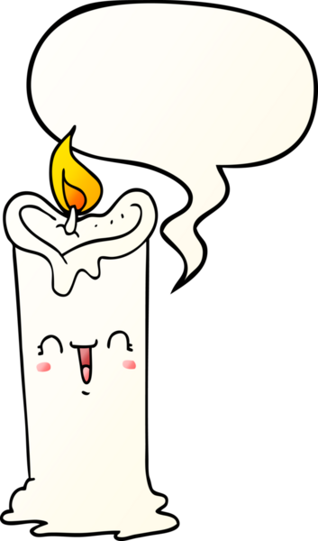 bir insan tarafından çizilmiş yumuşak eğimli konuşma baloncuklu mutlu mum çizgi filmi