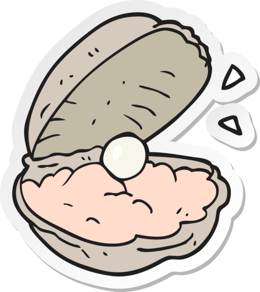 Bir insan tarafından çizilmiş incili bir istiridyenin çıkartması.