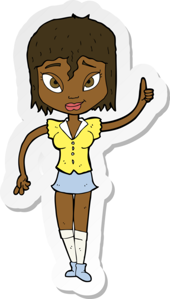 Bir insan tarafından çizilmiş bir karikatür kadının çıkartması.