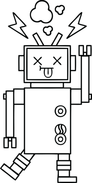 Bir insan tarafından çizilmiş robot arızasının çizgi çizimi