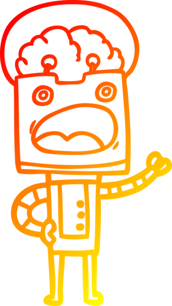 Bir insan tarafından çizilen çizgi film robotunun sıcak çizgi çizimi