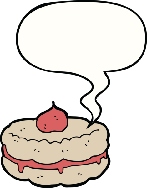 Bir insan tarafından çizilmiş konuşma balonlu bisküvi.