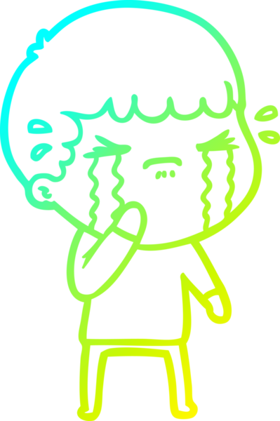 Bir insan tarafından çizilmiş ağlayan bir çizgi film karakteri çizimi.