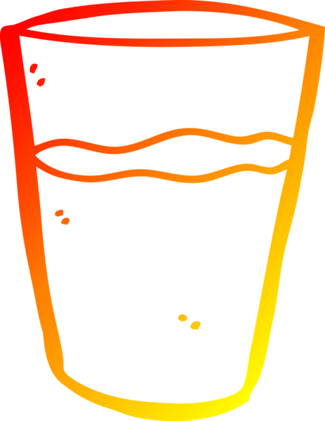 Bir insan tarafından çizilmiş bir bardak suyun sıcak gradyan çizgisi
