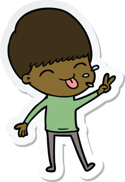 Bir insan tarafından çizilmiş bir çizgi film çocuğunun çıkartması.