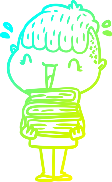 Bir çizgi filmin soğuk gradyan çizimi mutlu bir çocuğun bir insan tarafından çizilmesine şaşırdı