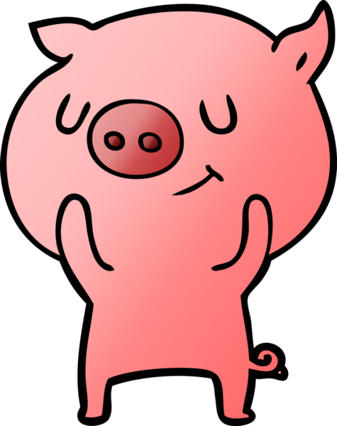 Bir insan tarafından çizilmiş mutlu çizgi film domuzu.