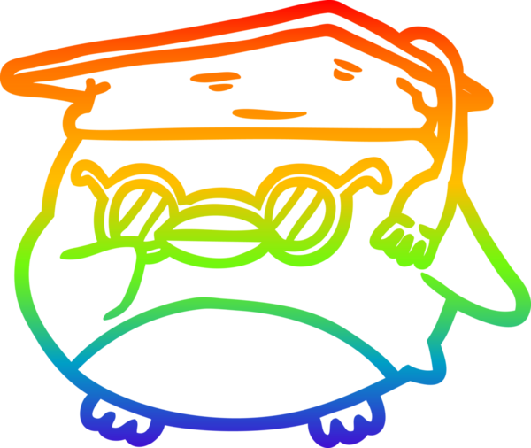 gökkuşağı gradyan çizgisi bir insan tarafından çizilmiş akıllı yaşlı bir baykuş çizimi