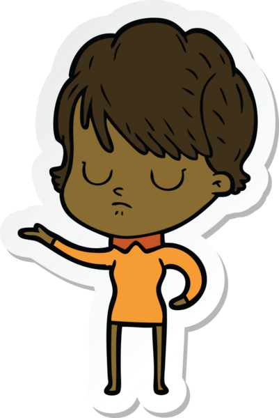 Bir insan tarafından çizilmiş bir karikatür kadının çıkartması.