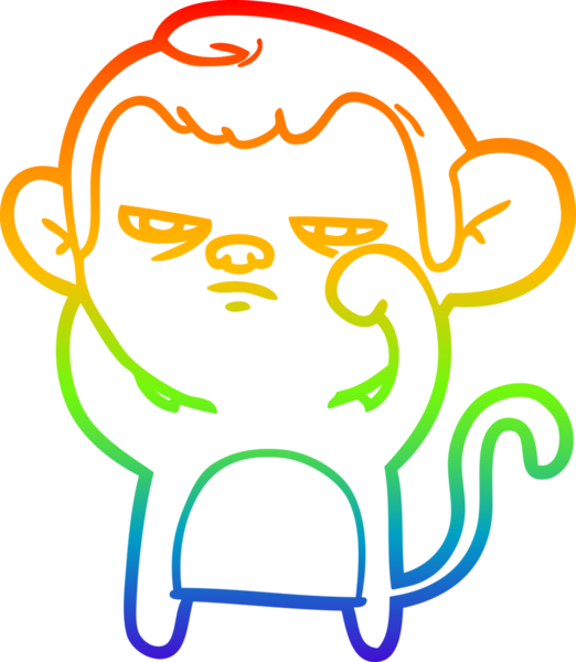 Gökkuşağı gradyan çizgi çizimi bir insan tarafından çizilmiş sinir bozucu bir maymun