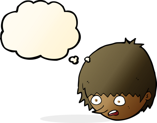 Bir insan tarafından çizilmiş düşünce baloncuğuyla gerilmiş bir yüz.