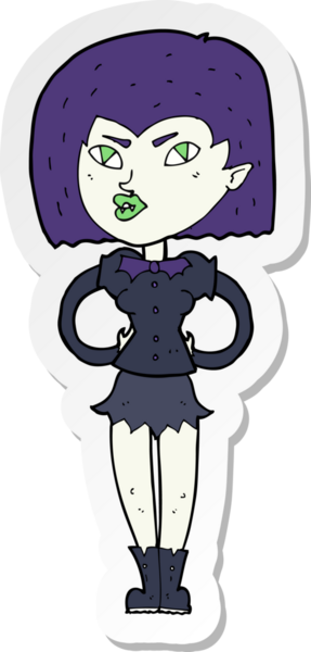 Bir insan tarafından çizilmiş vampir bir kızın çıkartması.