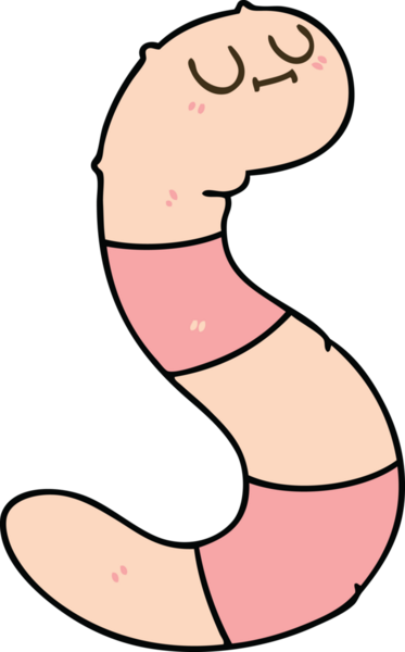 Bir insan tarafından çizilmiş garip bir çizgi film solucanı.