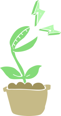 Venüs sineğinin bir insan tarafından çizilmiş düz renk çizimi