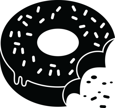 Isırılmış donut grafik vektör resimleme simgesi bir insan tarafından çizildi