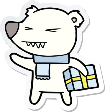 Bir insan tarafından çizilmiş, kızgın kutup ayısının çıkartması.