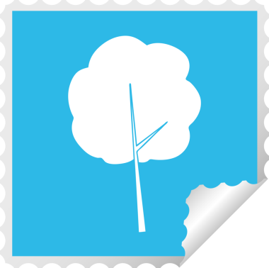 Bir insan tarafından çizilmiş kare soyulmuş tuhaf çizgi film ağacı.