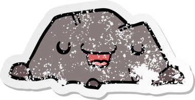 Bir insan tarafından çizilmiş karikatür taşının sıkıntılı çıkartması.