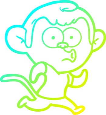 Bir insan tarafından çizilen korna çalan bir maymunun soğuk çizgi çizimi.