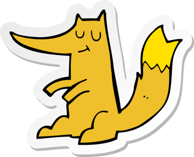 Bir insan tarafından çizilmiş bir tilkinin çıkartması.