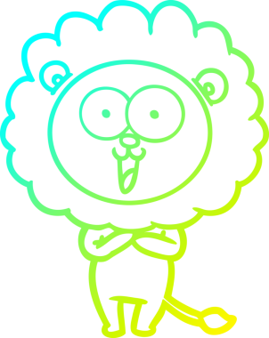 Bir insan tarafından çizilmiş mutlu çizgi film aslanı çizimi.