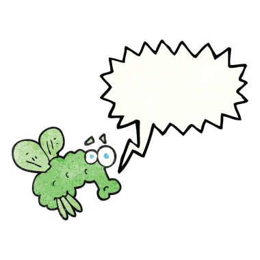 Bir insan tarafından çizilmiş serbest konuşma balonu desenli karikatür sineği