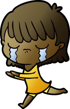 Bir insan tarafından çizilmiş ağlayan çizgi film kadını.