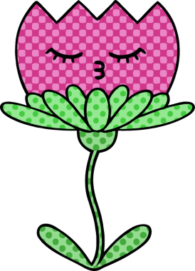 Bir insan tarafından çizilmiş bir çiçeğin karikatürü.