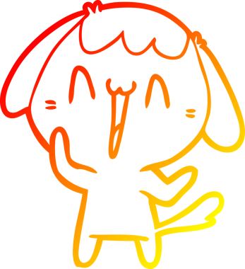 Bir insan tarafından çizilmiş sevimli bir köpeğin sıcak çizgi çizgisi.