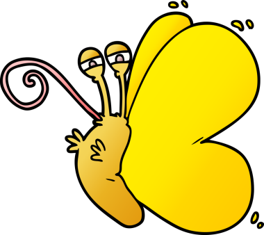 Bir insan tarafından çizilmiş komik bir kelebek.