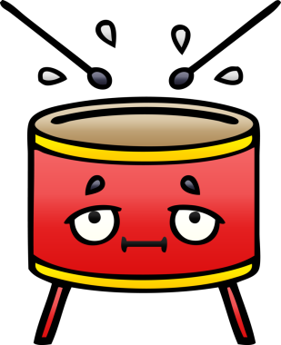 Bir insan tarafından çizilen davulun gölgelenmiş karikatürü