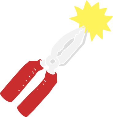 Bir insan tarafından çizilmiş pense düz renk çizimi