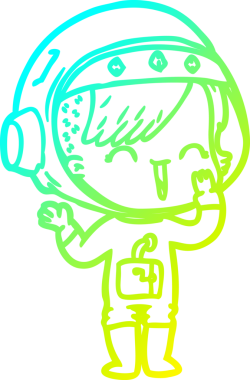 Bir insan tarafından çizilmiş gülen astronot bir kızın soğuk gradyan çizimi