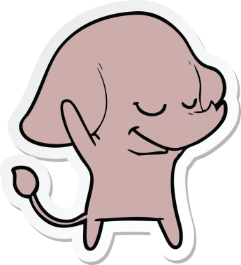 Bir insan tarafından çizilmiş gülümseyen fil çıkartması.