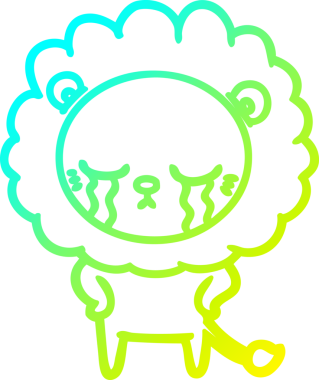 Bir insan tarafından çizilmiş ağlayan bir aslanın soğuk gradyan çizgisi.