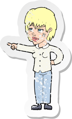 Bir insan tarafından çizilmiş karikatür kadının gerilmiş çıkartması.